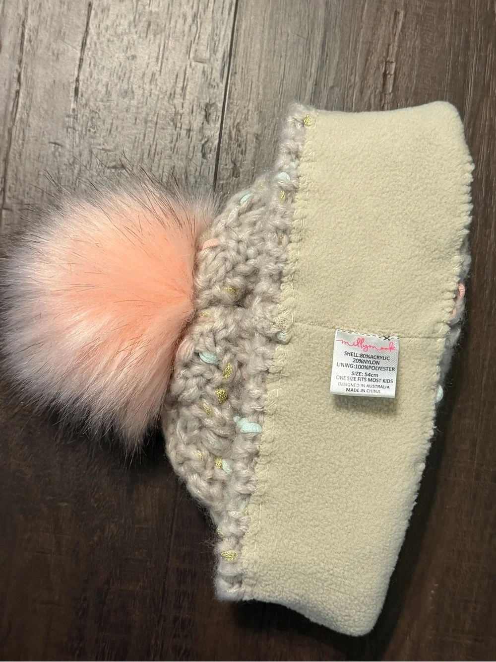 Millymook Girls Pom-Pom Taupe Beanie Sofia One size fits most
